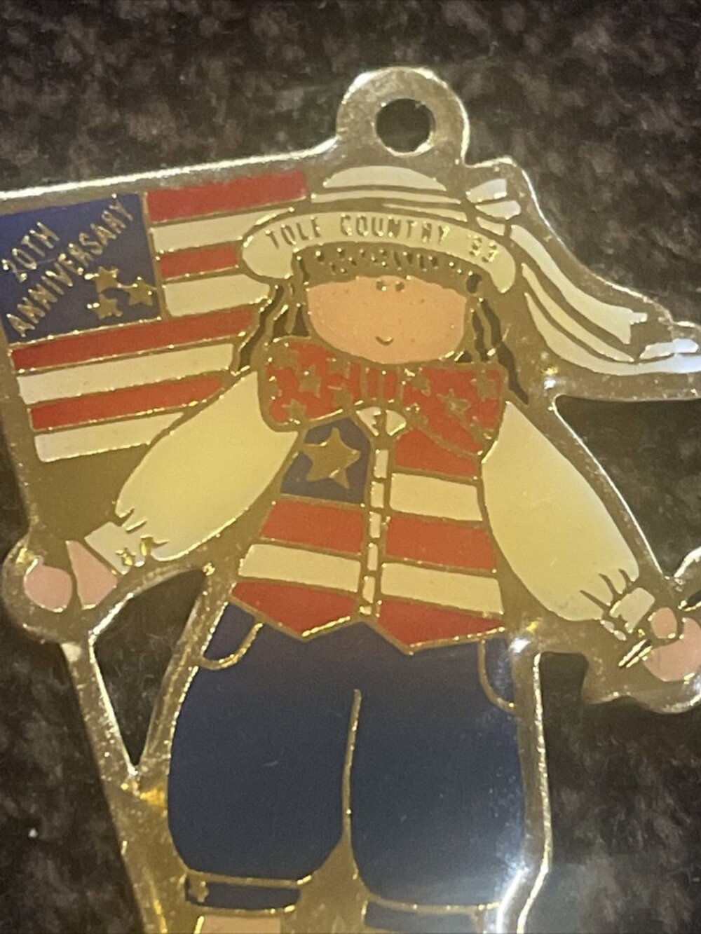 NSTDP 20th Anniversary Tole Country 1993 Americana Child Epoxy Enamel Charm
